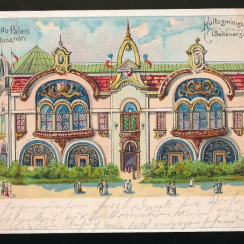 Litho-Karte cote cateral du palais de l'Education Kultuminister Frankreich (626)
