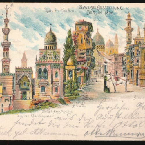 Litho-Karte aus Berlin Gewerbe Ausstellung 1896 ´Kairo in Berlin´ (646)
