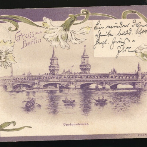 Jugenstil-Karte gruss aus Berlin Oberbaumbrücke (639)