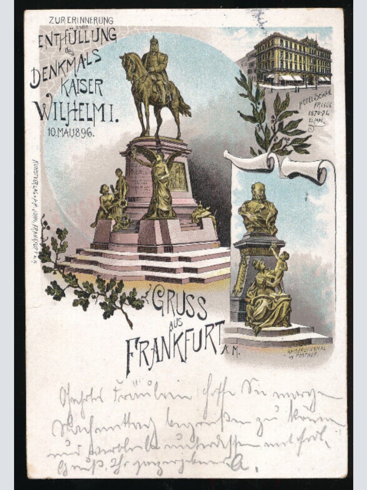 Litho-Karte gruss aus Frankfurt enthüllung des Denkmals Kaiser Wilhelm (654)