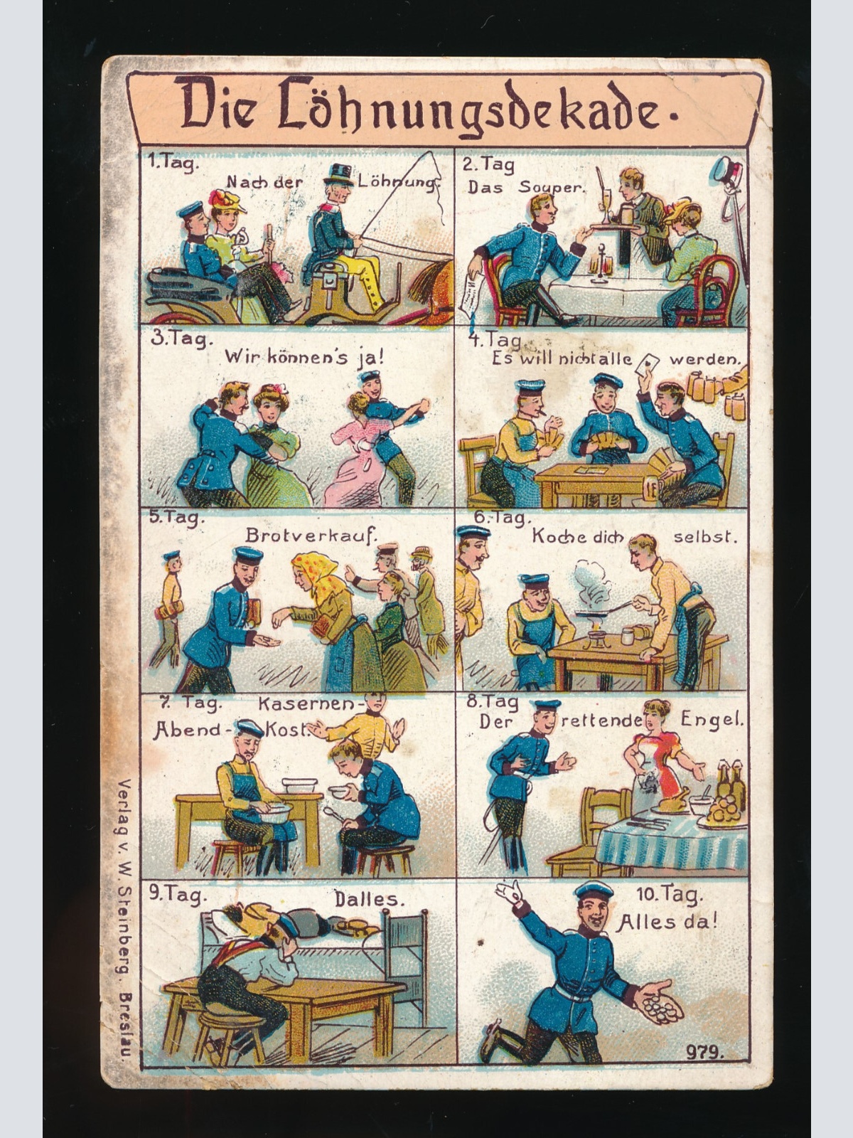 Litho-Karte die Löhnungsdekade 1 - 10 Tag Deutschland (P554)