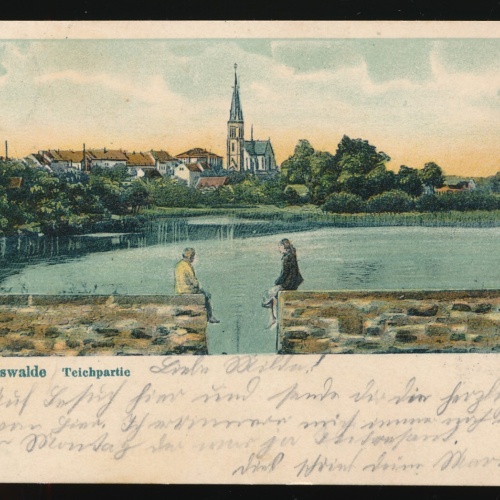 Litho-Karte aus Geringswalde Teichpartie Sachsen Deutschland (565)