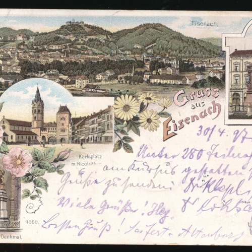 Litho-Karte gruss aus Eisenach Thüringen Deutschland (560)