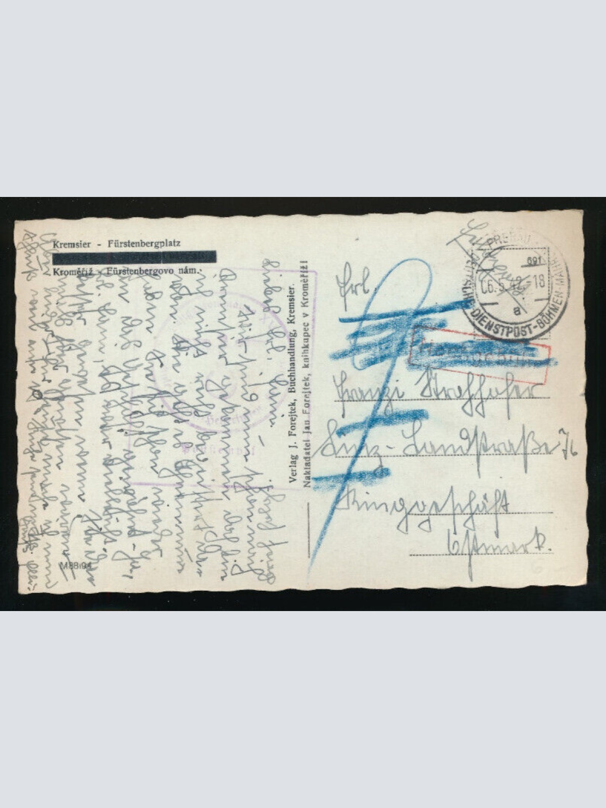 AK aus Kremsier Fürstenbergplatz - Kromeriz Fürstenbergovo nám Tschechien (471)