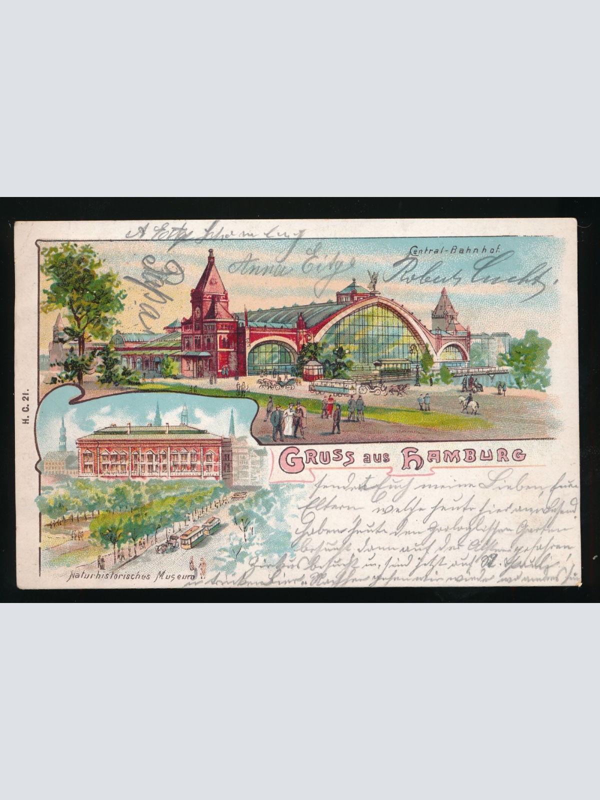 Litho-Karte gruss aus Hamburg Central - Bahnhof Deutschland (561)