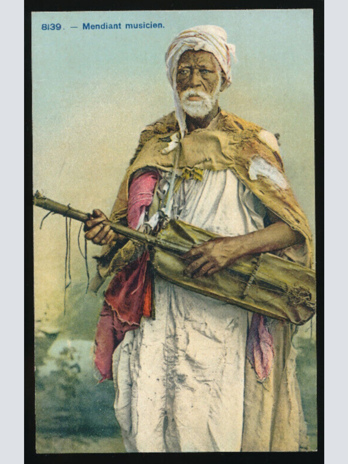 AK von einem Bettlermusiker - Mendiant musicien mit Instrument Afrika (675)