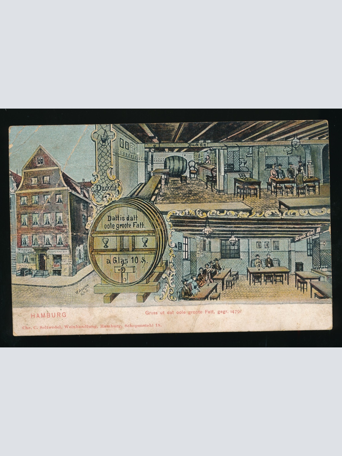 Litho-Karte aus Hamburg Gruss ut dat oole groote Fatt Deutschland (503)