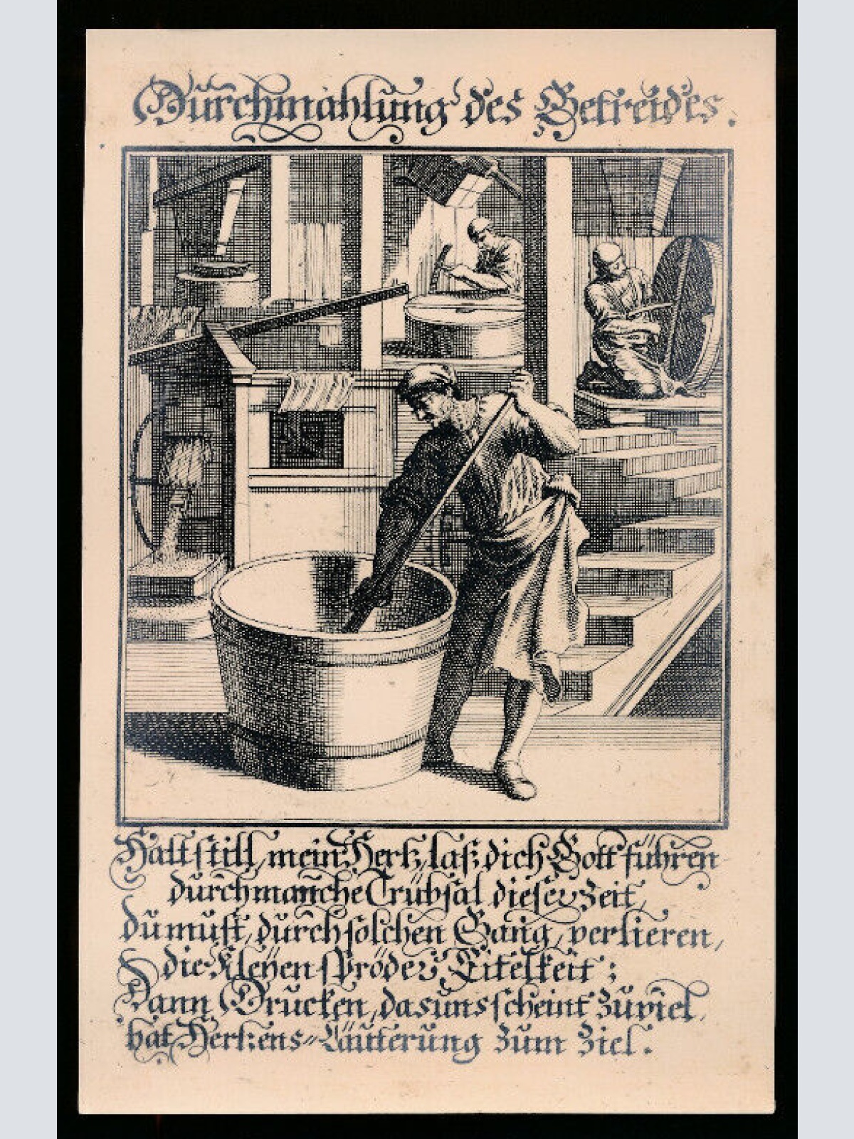 AK Berufe des Mittelalters, Handwerk, Müllner Durchmahlung des Getreides (697)