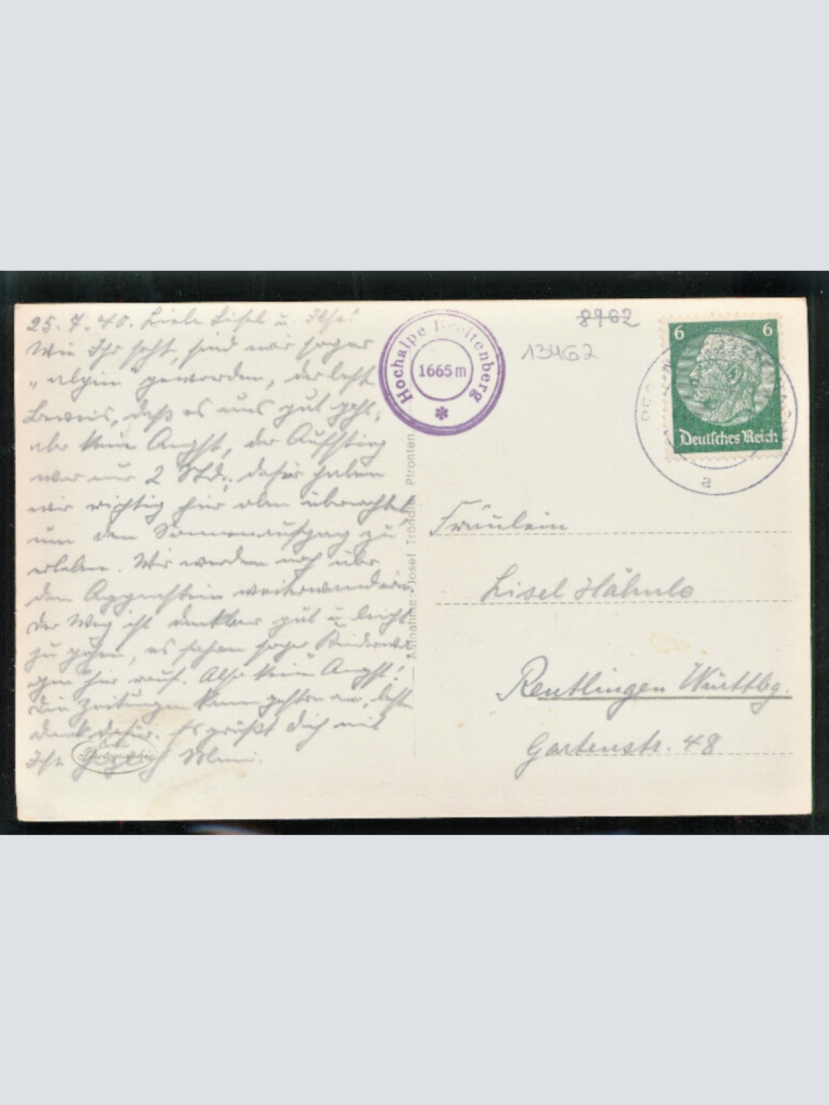 AK aus Hochalphütte auf d. Breitenberg mit Aggenstein b. Pfronten Salzburg (734)