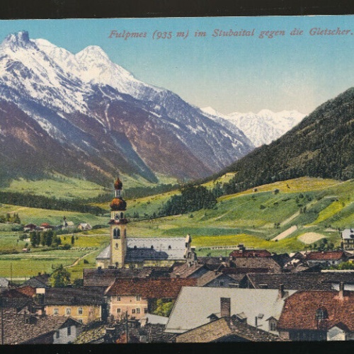 AK aus Fulpmes im Stubaital gegen die Gletscher Tirol (953)