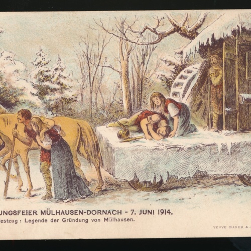 Litho-Karte aus Mühlhausen-Dornach Eingemeindungsfeier 7 juni 1914 (523)