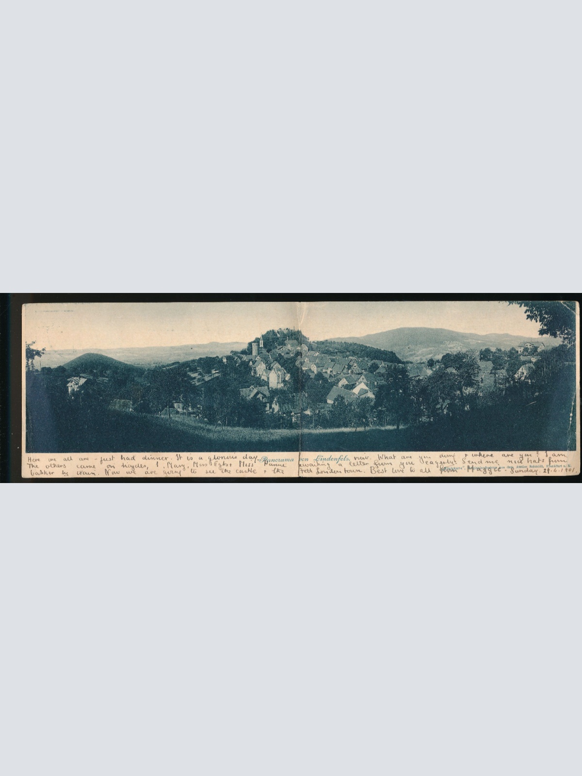 Doppelkarte aus Lindenfels Hessen Deutschland (990)