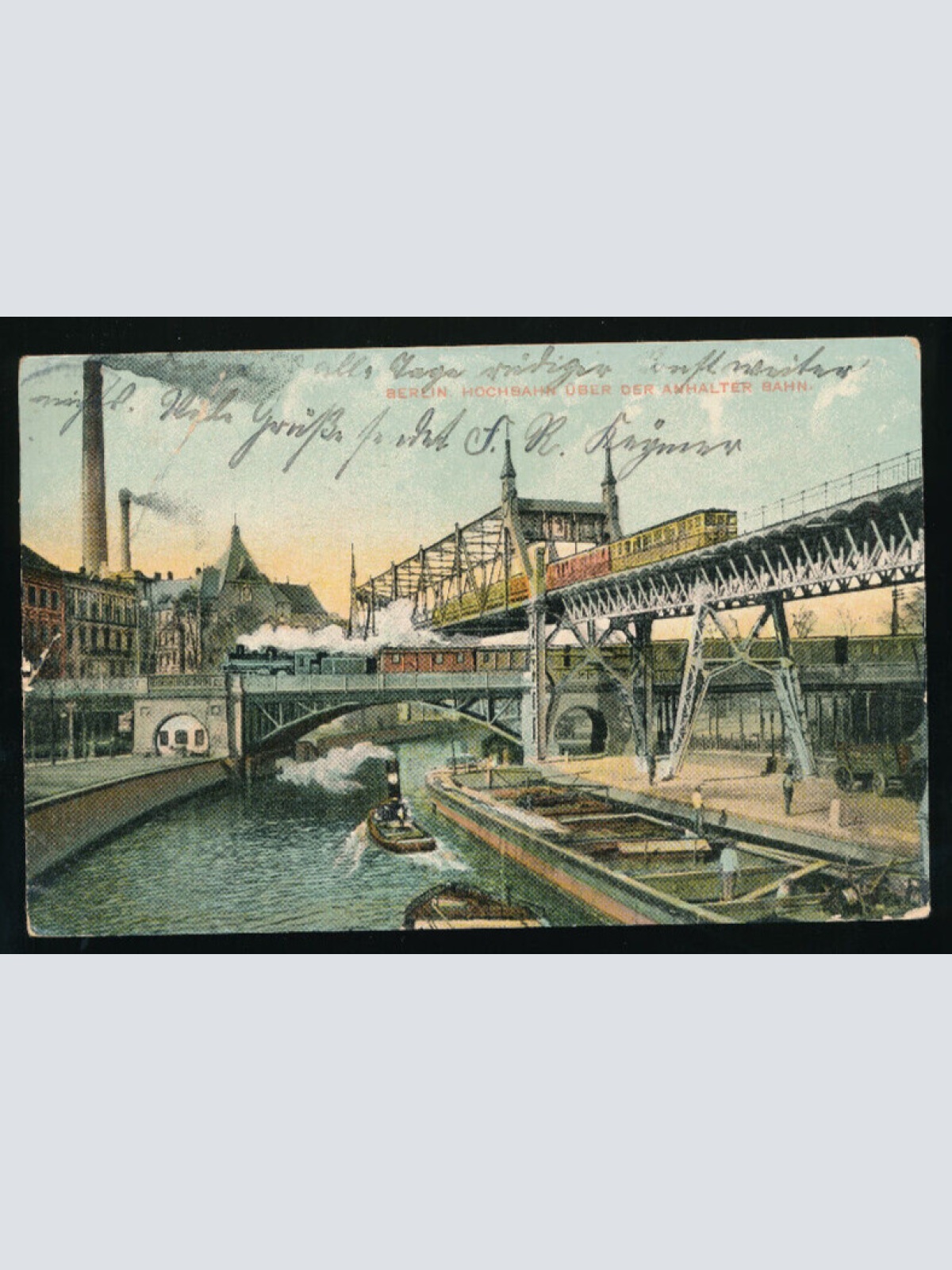 AK aus Berlin Hochbahn über der Anhalter Bahn Deutschland (500)