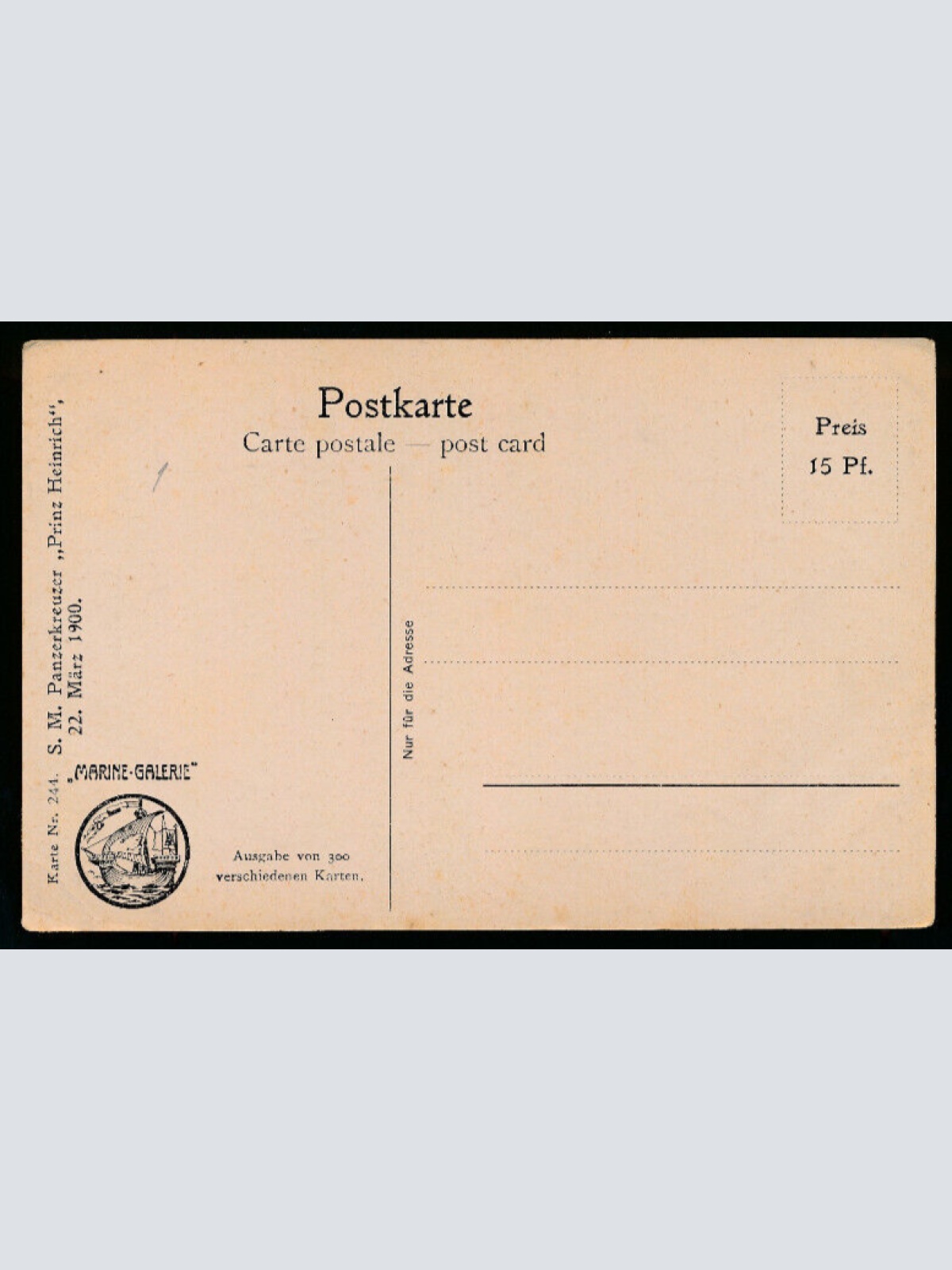 AK vom S.M. Panzerkreuzer Prinz Heinrich 22. März 1900 (896)