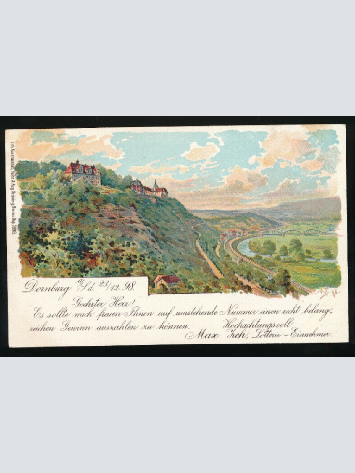 Litho-Karte aus Dornburg Hessen (881)