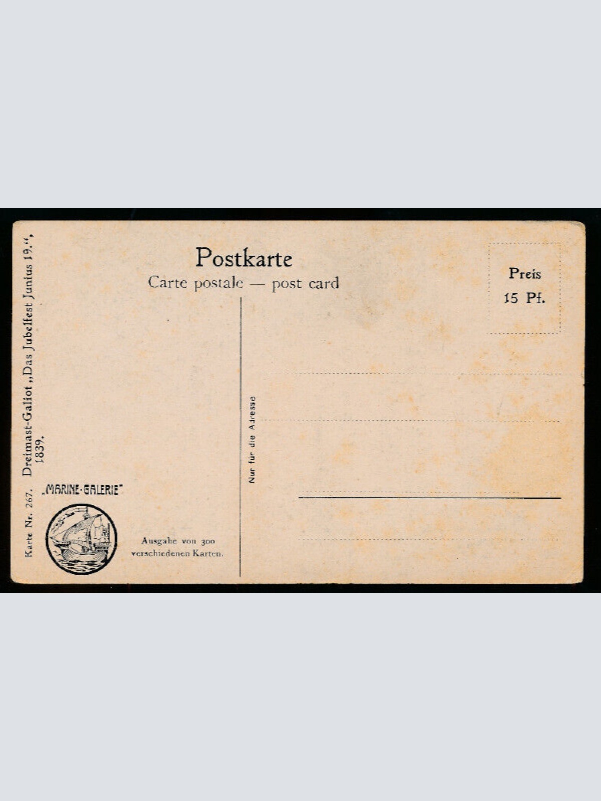 AK vom Dreimast-Galiot Das Jubelfest Junius 19. im Jahre 1839 (907)