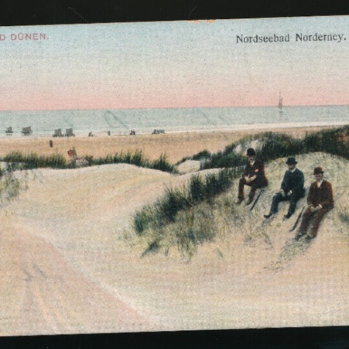 AK aus Norderney Strand und Dünen mit Menschen Niedersachsen (1100)