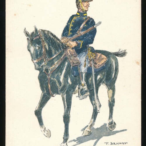 AK Belgische Militäruniformen Chasseurs a Cheval -1914- (1026)