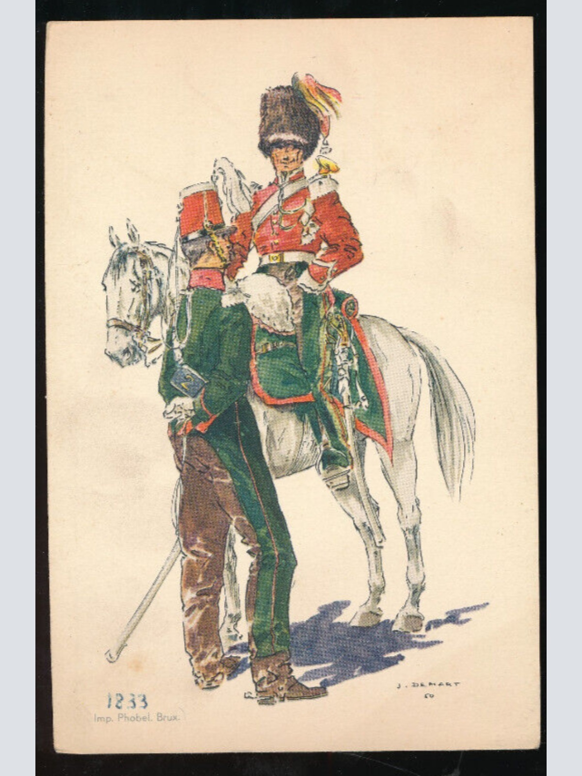 AK Belgische Militäruniformen 2e Chasseurs a Cheval -1833- (1027)