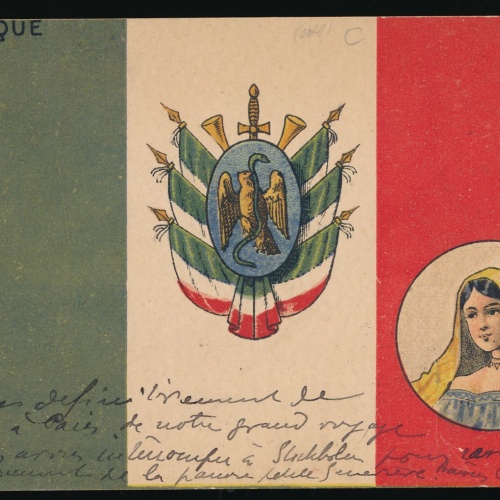 Präge-Karte Flaggen - Flaggs, Mexique - Mexico (346)