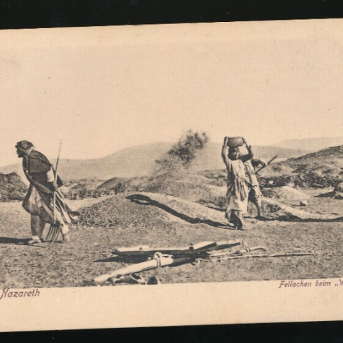 AK aus Nazareth Fellachen beim Worfeln Israel (815)