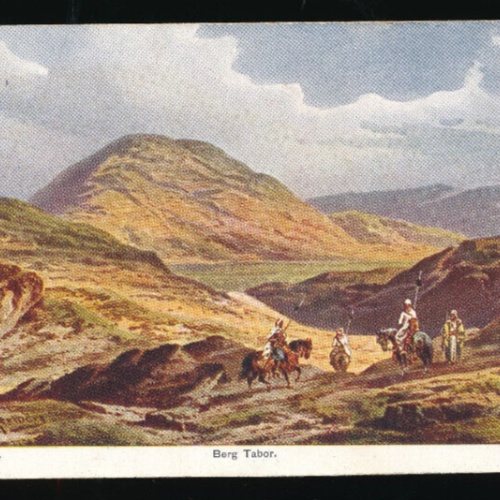 AK vom Berg Tabor Männer mit Pferd und Lanze Israel (814)