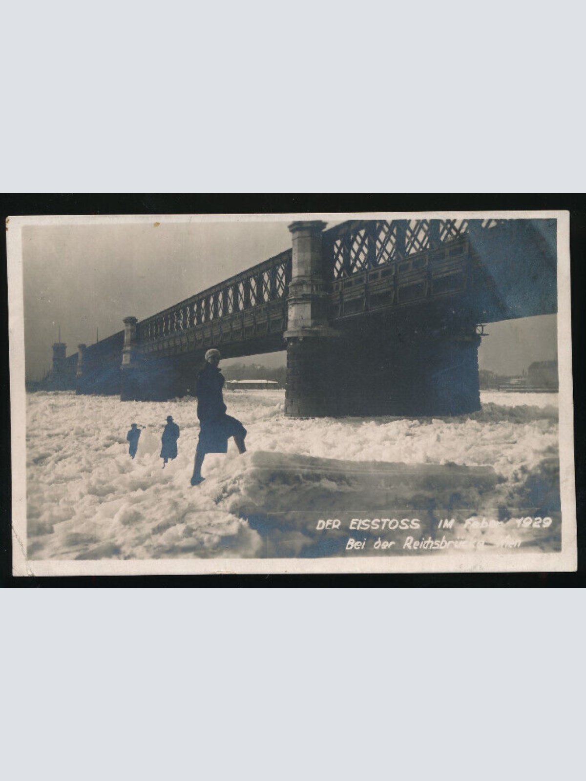 AK aus Wien der Eisstoss im Feber 1929 mit Reichsbrücke (818)