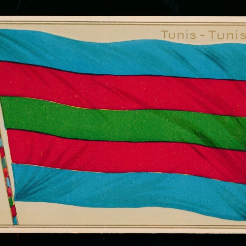 Präge-Karte Flagge - Flaggs Tunis - Tunisie Tunesien, Nordafrika (387)