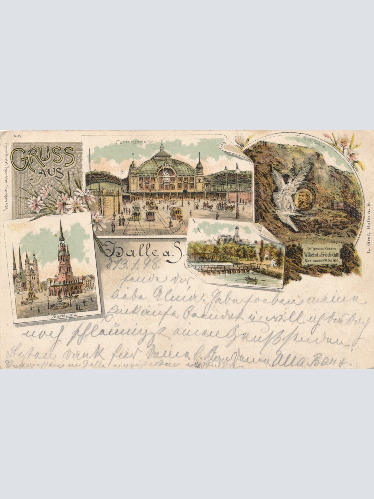 Litho-Karte, Gruss aus Halle, Sachsen Anhalt(S49)