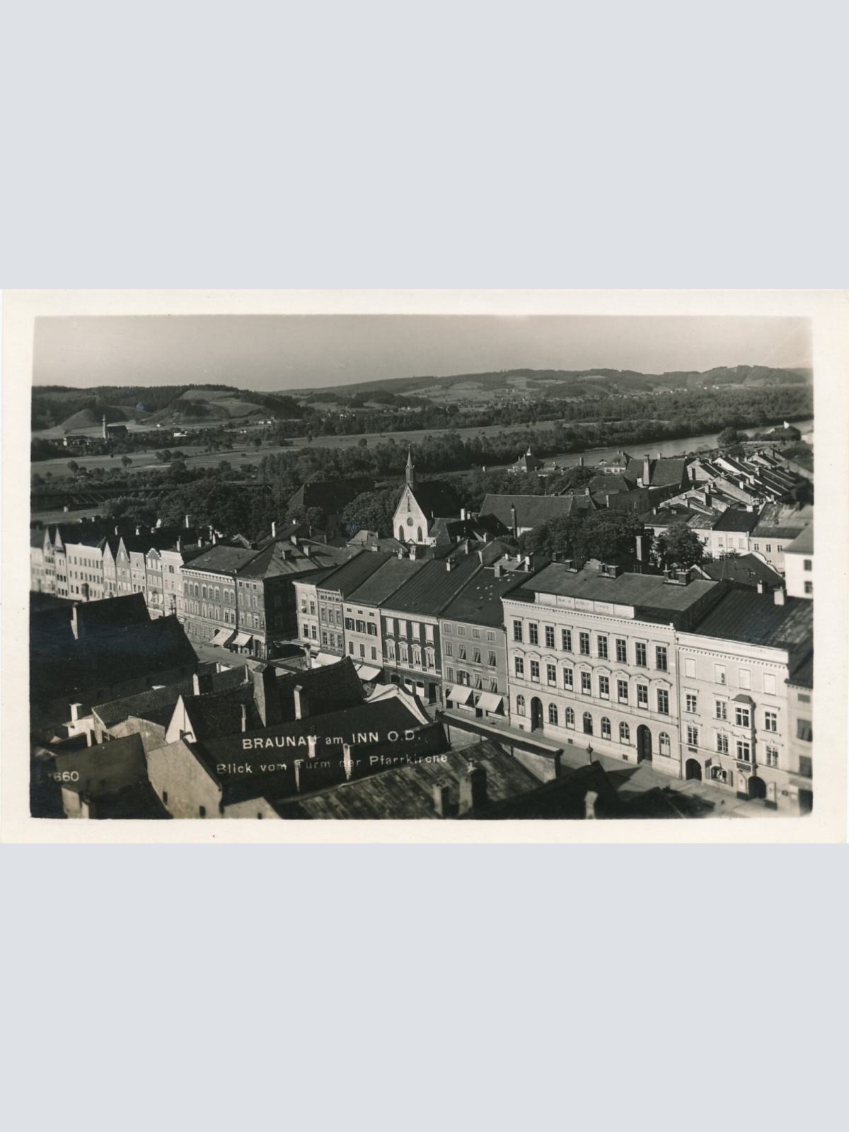AK, Braunau am Inn, Blick vom Turm der Pfarrkirche, Oberösterreich (S19)