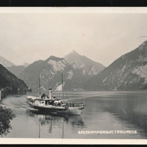 AK vom Traunsee mit Dampfer Oberösterreich (1696)