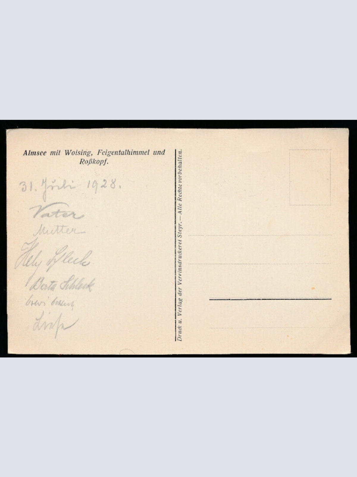 AK aus Grünau Almsee mit Woising Oberösterreich (1724)