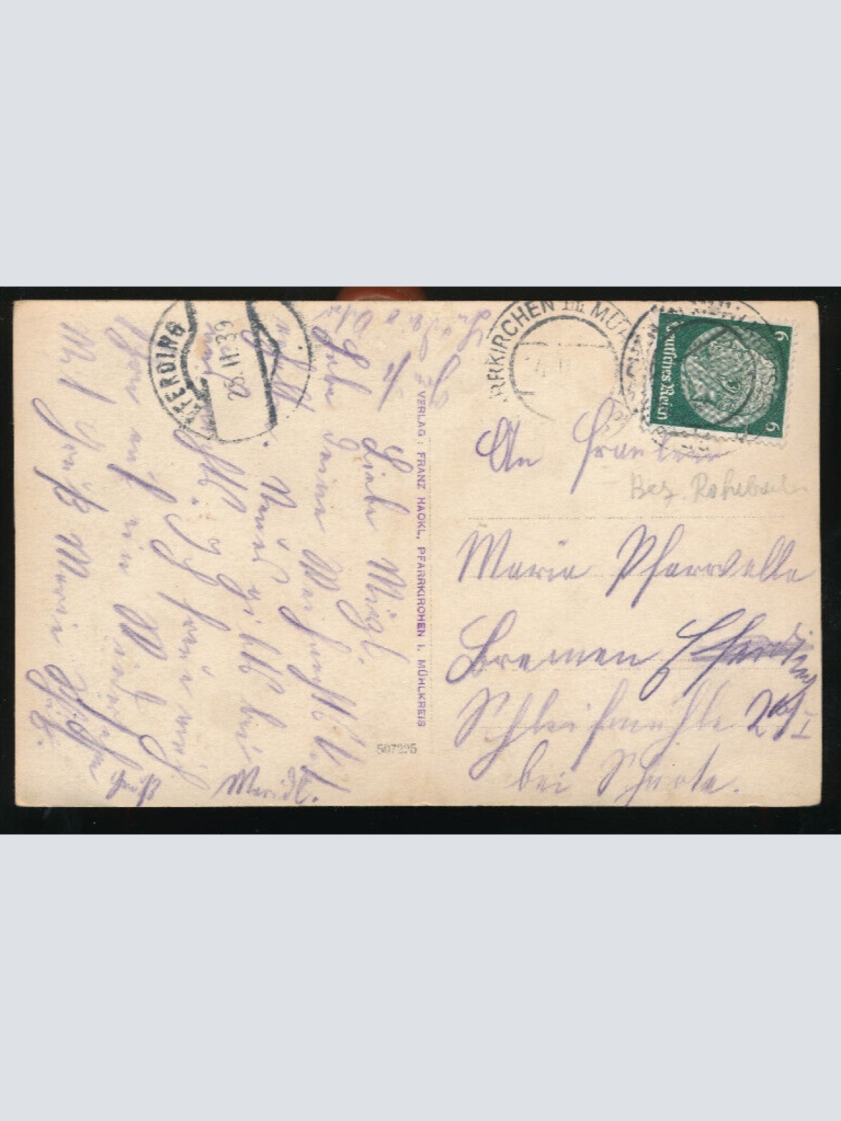 AK aus Pfarrkirchen im Mühlkreis mit Gasthaus Oberösterreich (1709)