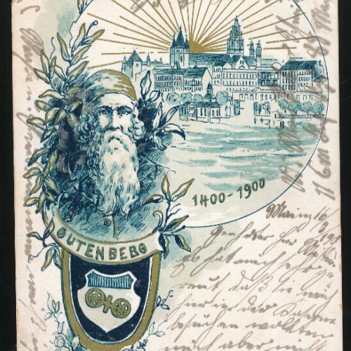 Litho-Karte aus Mainz mit Gutenberg Rheinland - Pfalz (1618)