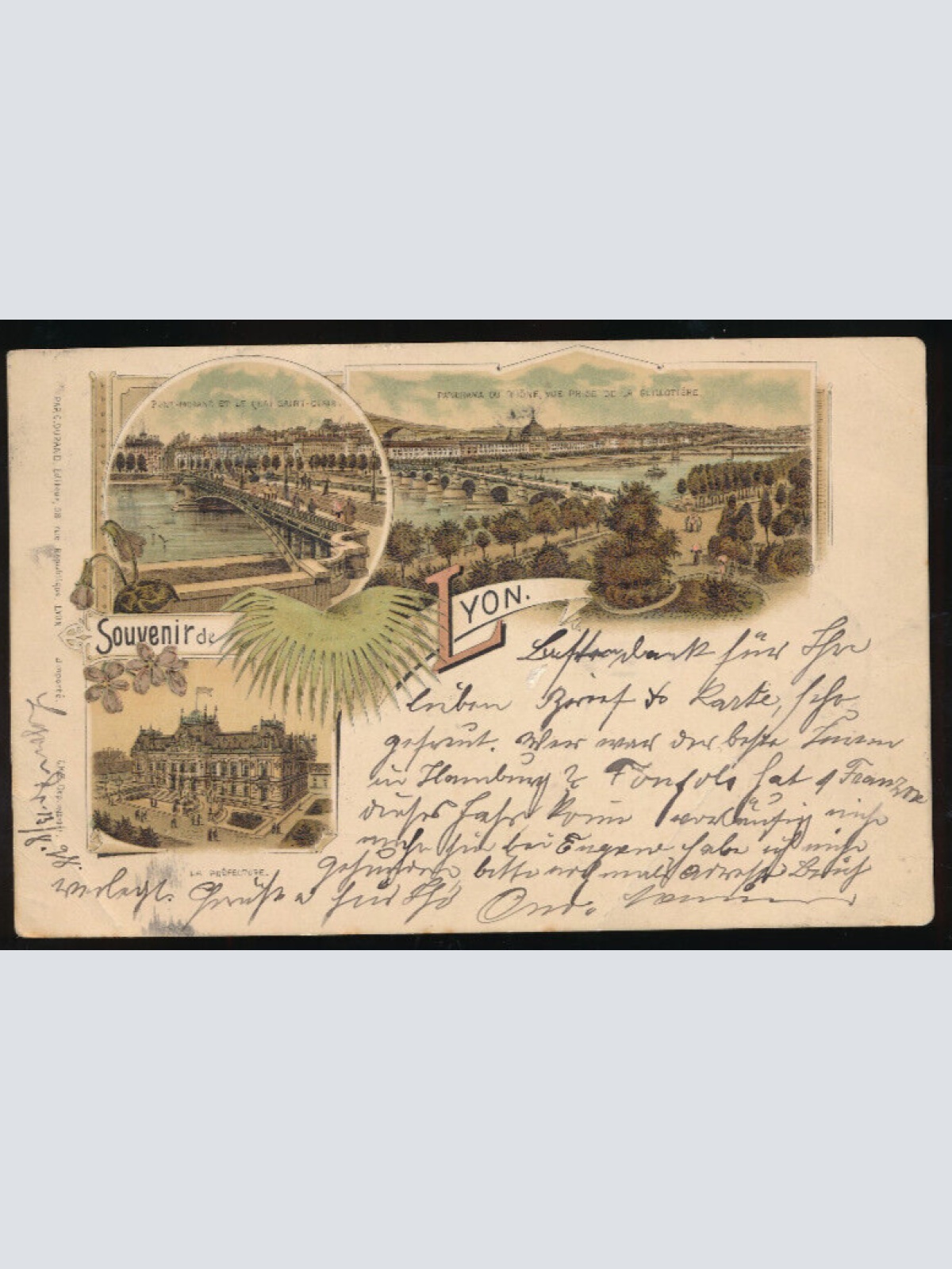 Litho-Karte Souvenir de Lyon Frankreich (1927)