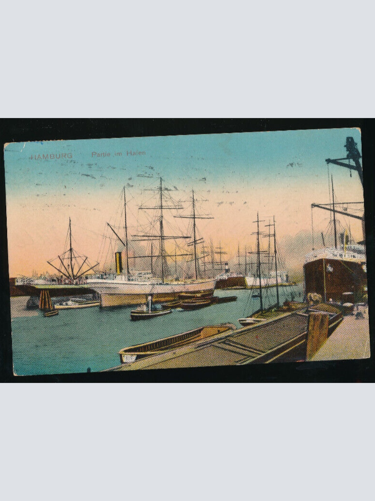 AK aus Hamburg Partie am Hafen mit Boot Hamburg (1356)