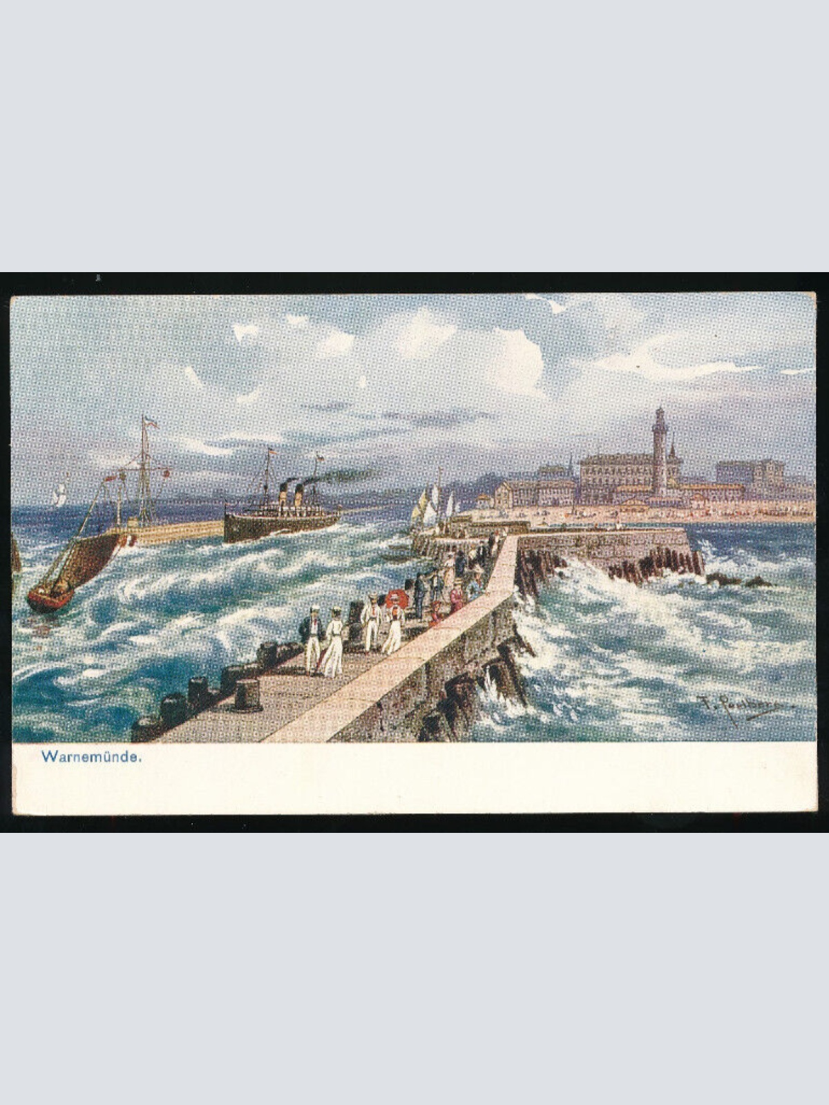 AK aus Warenmünde mit Dampfer Mecklenburg-Vorpommern (1298)