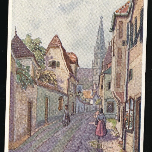 Künstler-Karte aus Steyr Berggasse Oberösterreich (1941)