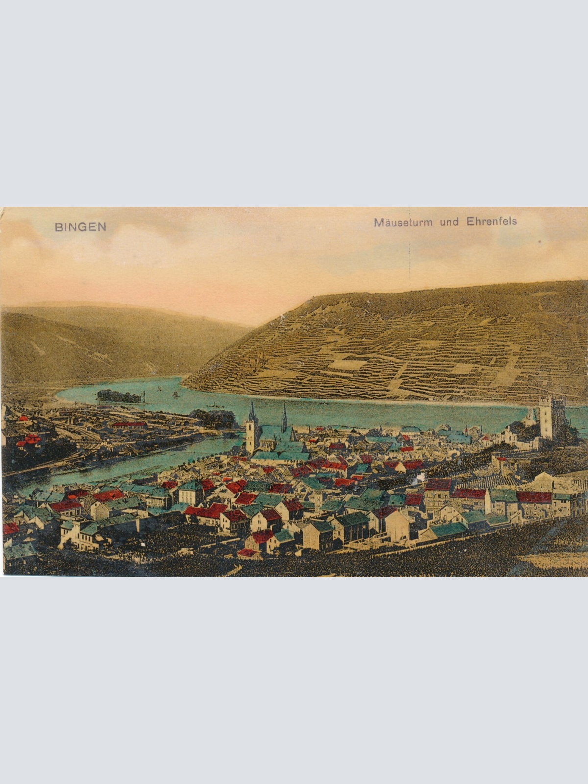 AK, Bingen, Mäuseturm und Ehrenfels, Rheinland-Pfalz (S74)