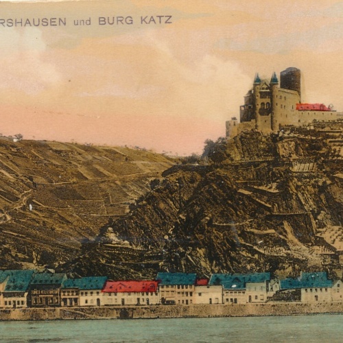 AK, St. Goarshausen und Burg Katz,  Rheinland-Pfalz (S77)