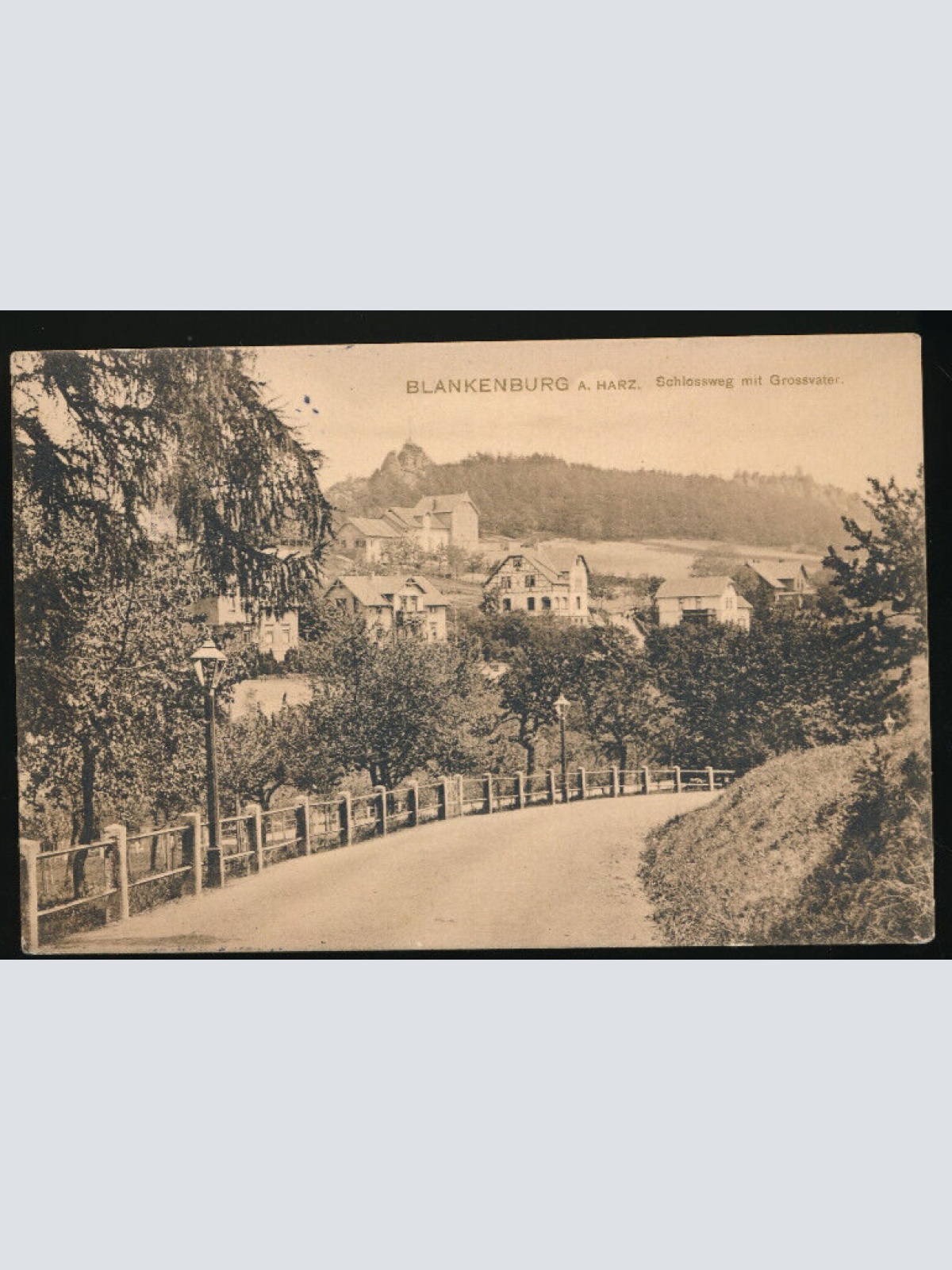 AK aus Blankenburg a. Harz Schlossweg mit Grossvater Sachsen (1870)