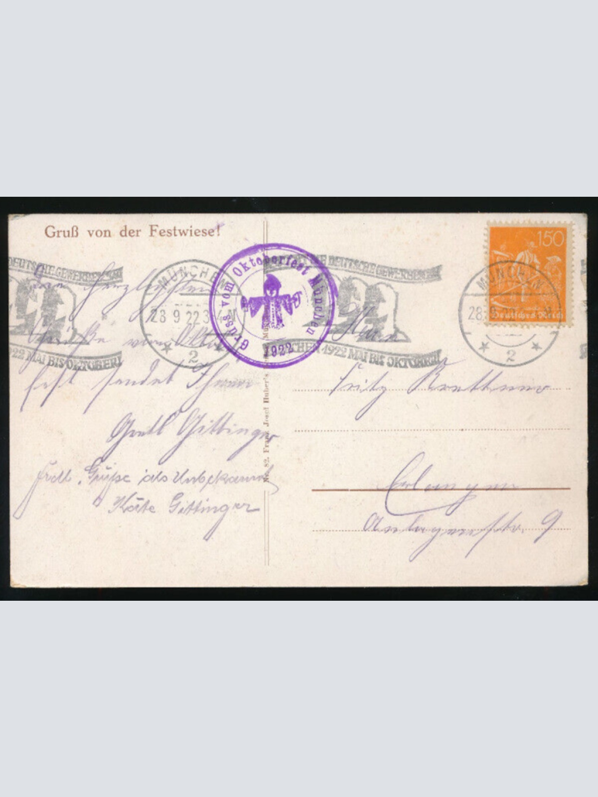 AK Gruß von der Festwiese München Bayern (1921)