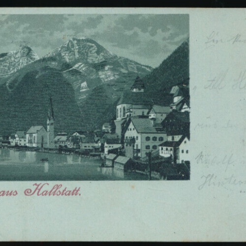 Mondschein - Karte gruss aus Hallstatt Oberösterreich (2287)