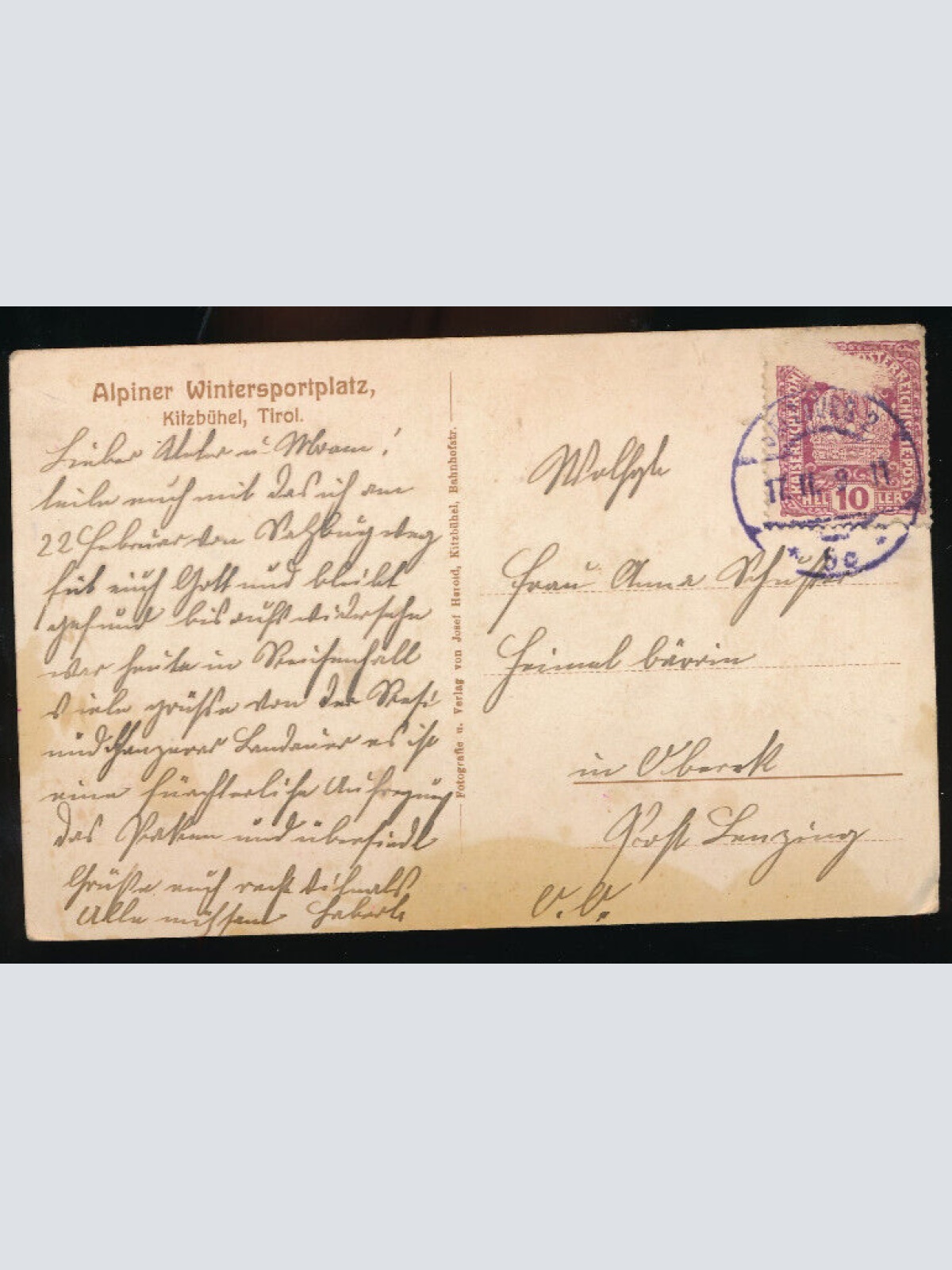 AK aus Kitzbühel Kirchengasse mit dem Horn Tirol (2273)