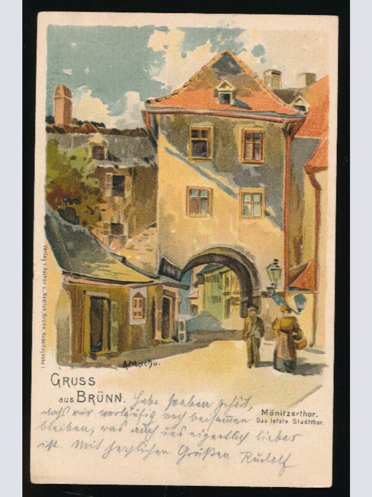 Litho - Karte gruss aus aus Brünn Tschechoslowakei (2763)