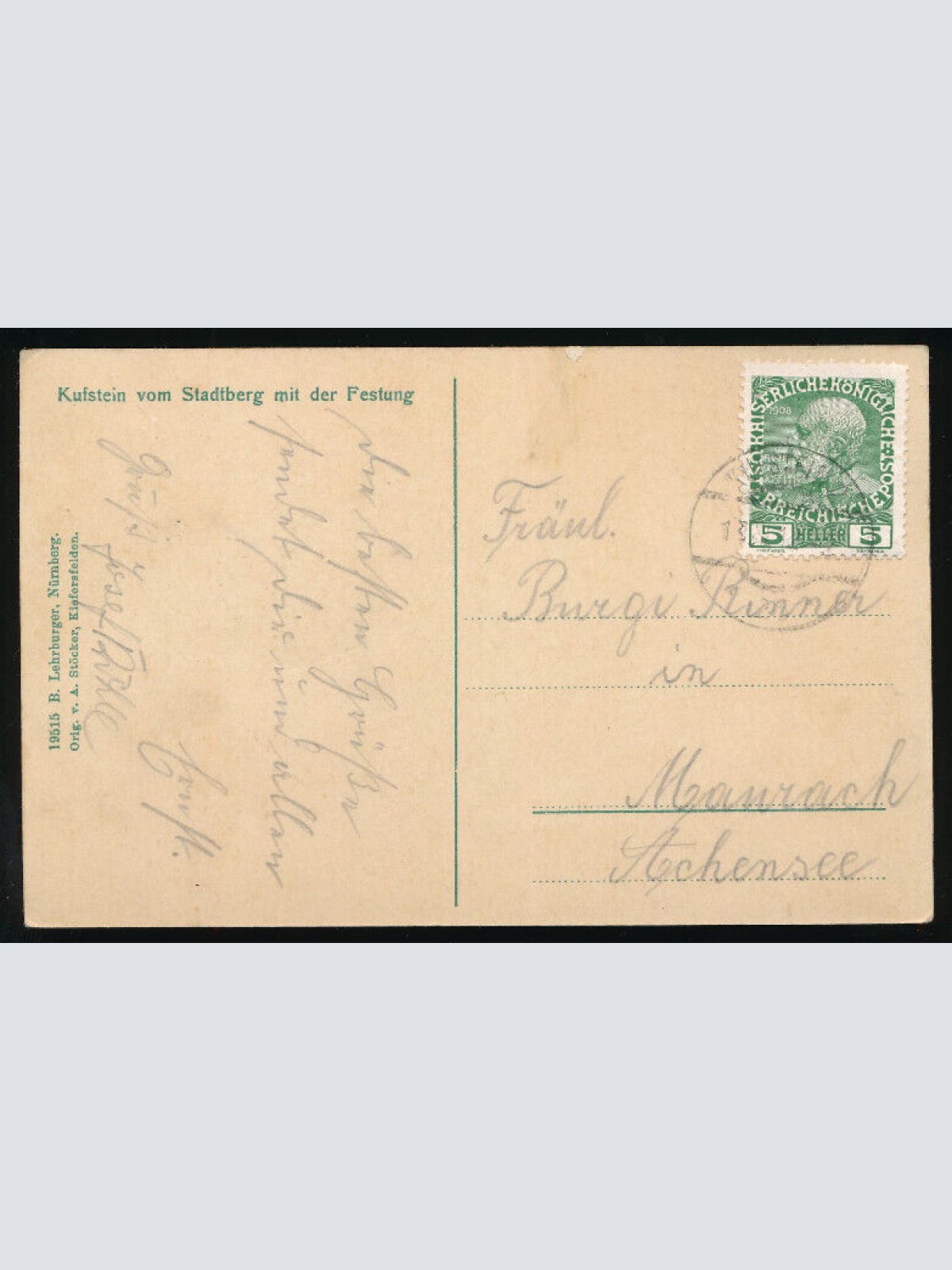 AK aus Kufstein vom Stadtberg mit der Festung Tirol (2231)