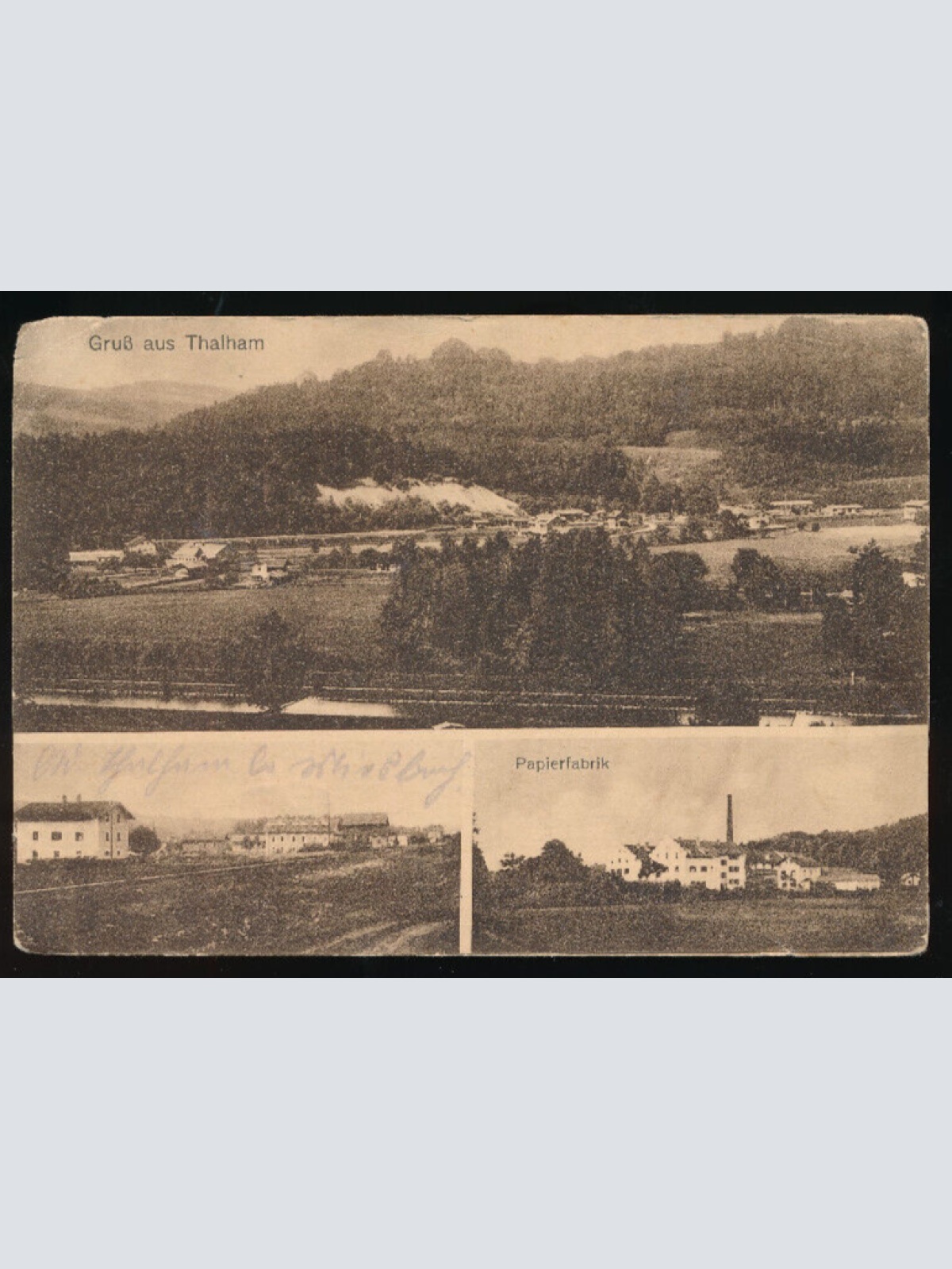 AK gruß aus Thalham mit Papierfabrik Bayern (2101)