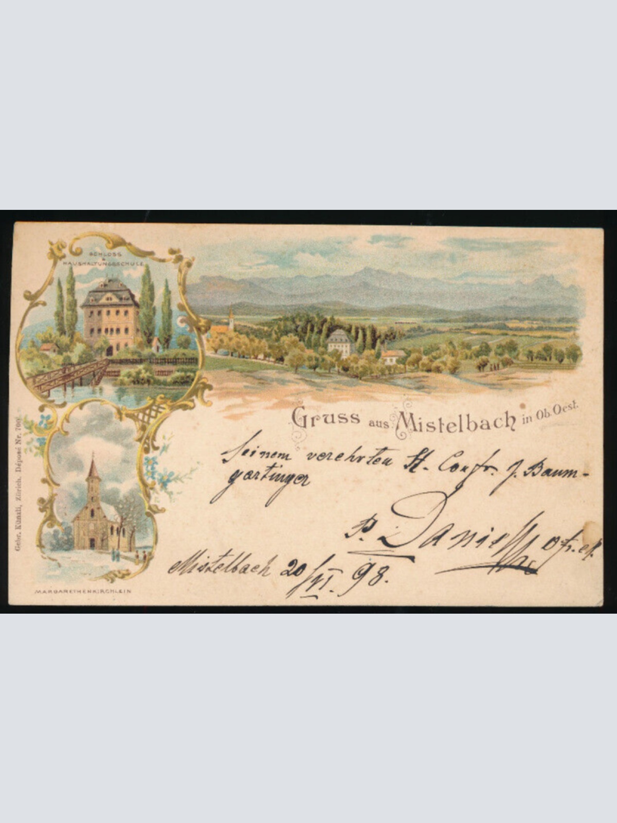 Litho - Karte gruss aus Mistelbach Oberösterreich (2691)