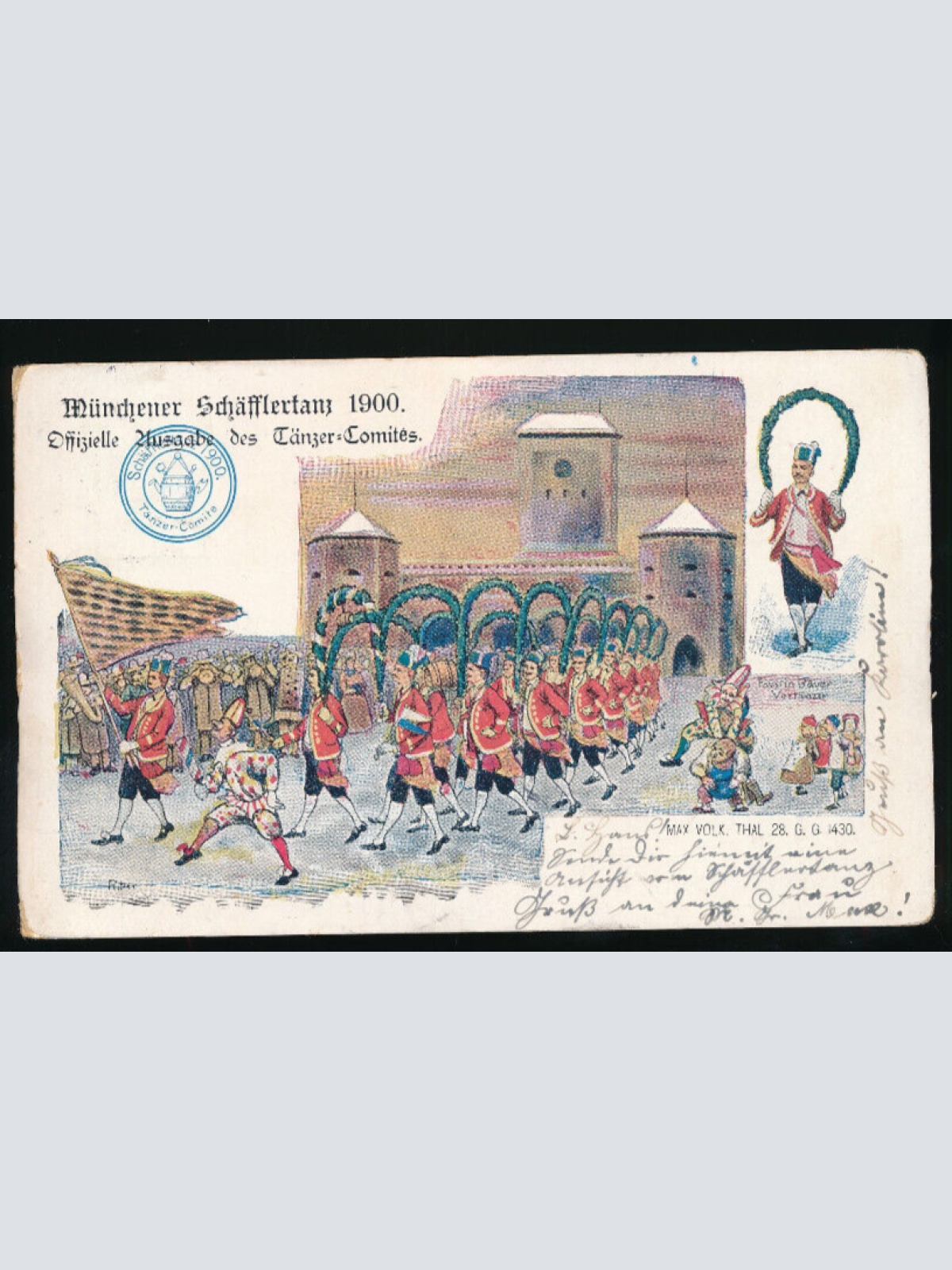 Litho-Karte Münchner Schefflertanz 1900 Bayern (2154)