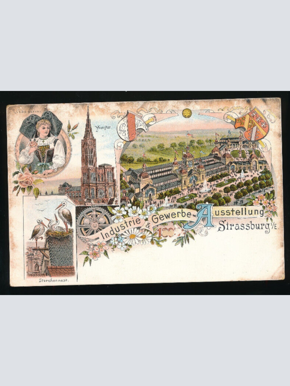 Litho-Karte aus Strassburg Industrie Gewerbe Ausstellung Frankreich (2149)